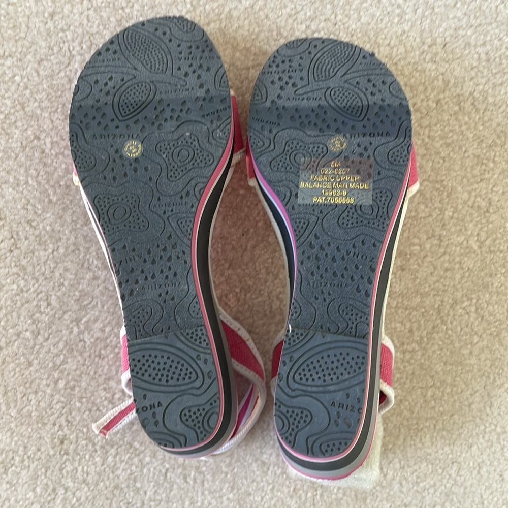 Arizona Shitaki Pink/Gray Wedge Heel Criss Cross Around Ankle Sandals 8 NIB. Y2K - Picture 6 of 9
